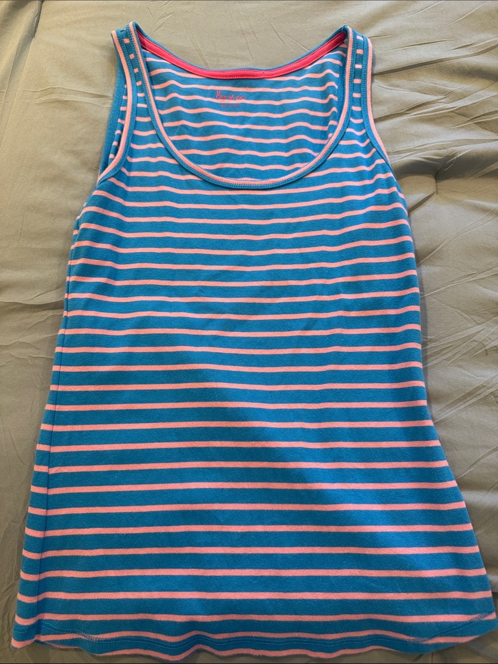 Boden Blue and Pink Striped Tank Top
